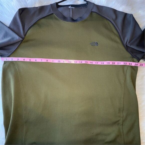 The North Face Men's XL Vapor Wick Green Grey Long Sleeve Crew Neck Shirt - Picture 11 of 12